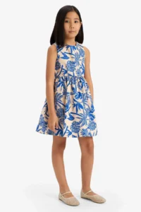 DeFacto Patterned Poplin Sleeveless Summer Dress Girl