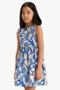 DeFacto Patterned Poplin Sleeveless Summer Dress Girl - Image 2