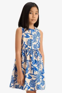 DeFacto Patterned Poplin Sleeveless Summer Dress Girl - Image 3