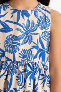 DeFacto Patterned Poplin Sleeveless Summer Dress Girl - Image 5