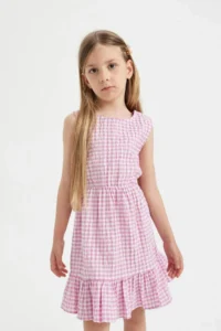 DeFacto Girls' Checkered Sleeveless Summer Dress