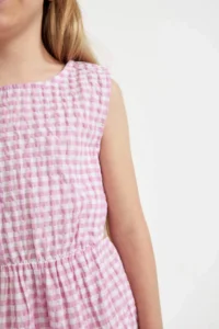 DeFacto Girls' Checkered Sleeveless Summer Dress - Image 3
