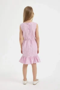 DeFacto Girls' Checkered Sleeveless Summer Dress - Image 4