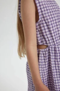 DeFacto Girls' Checkered Sleeveless Summer Dress - Image 4