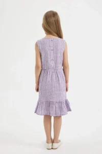 DeFacto Girls' Checkered Sleeveless Summer Dress - Image 5