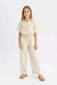 DeFacto Cropped Fit Cotton Short Sleeve Shirt Girls - Image 2