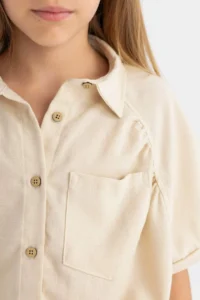 DeFacto Cropped Fit Cotton Short Sleeve Shirt Girls - Image 4