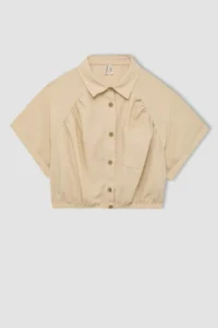 DeFacto Cropped Fit Cotton Short Sleeve Shirt Girls - Image 6