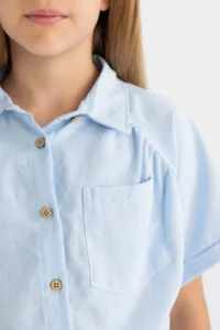 DeFacto Cropped Fit Cotton Short Sleeve Shirt Girls - Image 5