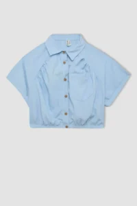 DeFacto Cropped Fit Cotton Short Sleeve Shirt Girls - Image 7