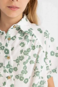 DeFacto Crop Cotton Floral Short Sleeve Shirt Girl - Image 5