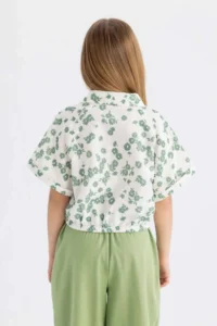 DeFacto Crop Cotton Floral Short Sleeve Shirt Girl - Image 6