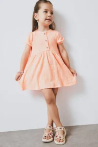 DeFacto Short Sleeve Wrinkled Summer Dress for Baby Girl