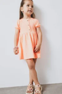DeFacto Short Sleeve Wrinkled Summer Dress for Baby Girl - Image 2