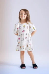 DeFacto Baby Girl Floral Short Sleeve Waffle Dress