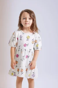 DeFacto Baby Girl Floral Short Sleeve Waffle Dress - Image 2