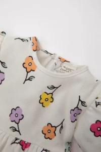 DeFacto Baby Girl Floral Short Sleeve Waffle Dress - Image 5