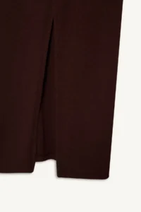 DeFacto High Waist Ribbed Camisole Basic Plain Maxi Brown Skirt - Image 4