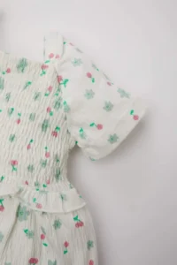 DeFacto Baby Girl Floral Short Sleeve Dress - Image 3