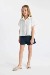 DeFacto Relax Fit Cotton Short Sleeve Shirt Girl - Image 2