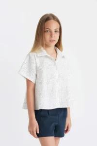 DeFacto Relax Fit Cotton Short Sleeve Shirt Girl - Image 3