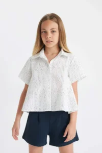 DeFacto Relax Fit Cotton Short Sleeve Shirt Girl - Image 4