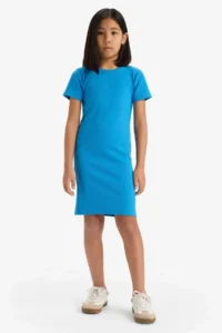 DeFacto Crew Neck Ribbed Camisole Short Sleeve Summer Dress Girls - Image 2