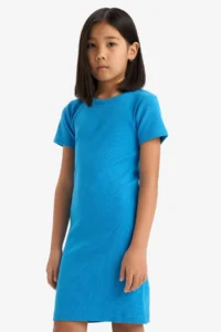 DeFacto Crew Neck Ribbed Camisole Short Sleeve Summer Dress Girls - Image 3