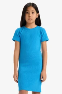 DeFacto Crew Neck Ribbed Camisole Short Sleeve Summer Dress Girls - Image 4