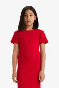 DeFacto Crew Neck Ribbed Camisole Short Sleeve Summer Dress Girls - Image 2