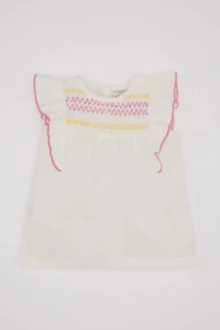 DeFacto Crew Neck Voile Short Sleeve Shirt Baby Girl