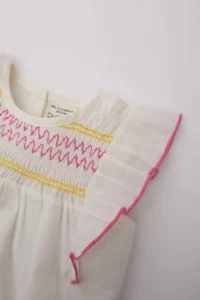 DeFacto Crew Neck Voile Short Sleeve Shirt Baby Girl - Image 2