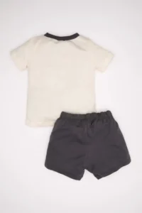 DeFacto Baby Boy Pajama Set Glow in the Dark Crew Neck Combed Cotton Printed Short Sleeve Shorts - Image 6