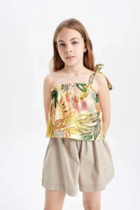 DeFacto Patterned Tek Omuzlu Blouse Girls' - Image 3