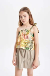 DeFacto Patterned Tek Omuzlu Blouse Girls' - Image 4