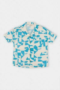 DeFacto Patterned Patchwork Collar Short Sleeve Shirt for Baby Boy