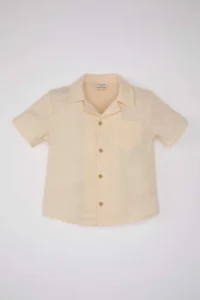 DeFacto Baby Boy Open Collar Muslin Short Sleeve Shirt