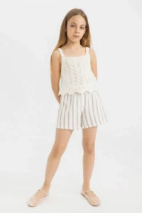 DeFacto Striped Paperbag Shorts Girls' - Image 2
