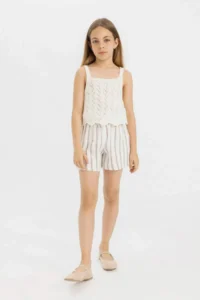 DeFacto Striped Paperbag Shorts Girls' - Image 3
