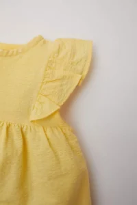 DeFacto Crew Neck Seersucker Textured Short Sleeve Shirt for Baby Girl - Image 3