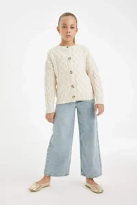 DeFacto Knitwear Crew Neck Buttoned Cardigan Girl - Image 2