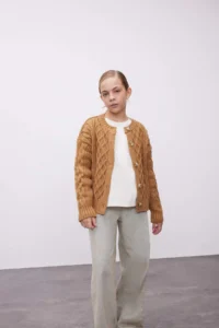 DeFacto Knitwear Basic Plain Crew Neck Buttoned Cardigan Girl