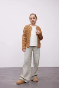 DeFacto Knitwear Basic Plain Crew Neck Buttoned Cardigan Girl - Image 2