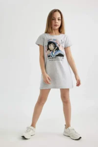 DeFacto Girls' Short Sleeve Printed Dress - Image 2