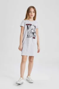 DeFacto Girls' Printed Short Sleeve Dress - Image 2