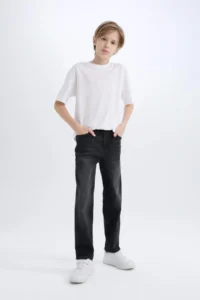 DeFacto Straight Fit Basic Straight Jean Trousers Boy - Image 3