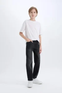 DeFacto Straight Fit Basic Straight Jean Trousers Boy - Image 4