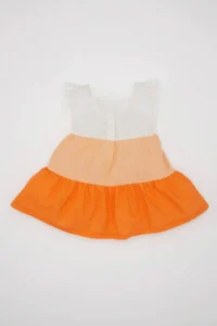 DeFacto Baby Girl Short Sleeve Linen Look Dress - Image 4