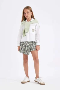 DeFacto School School Elastic Waist Pleated Plaid Shorts Skirt Girl - Image 4