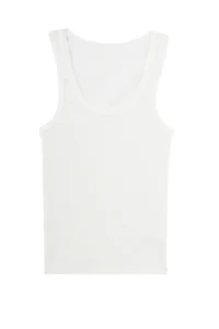 Nicoletta Women's Ribbed Camisole Thick Strap Basic Athlete ECRU